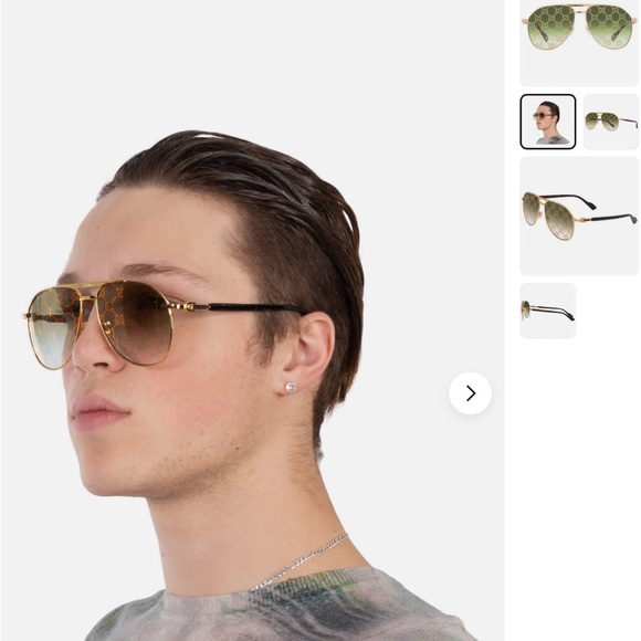 GREEEN MIRROR “GG” LOGO PILOT AVIATOR GOLD METAL SUNGLASSES AS SEEN ON GARCELLE - Picture 15 of 16